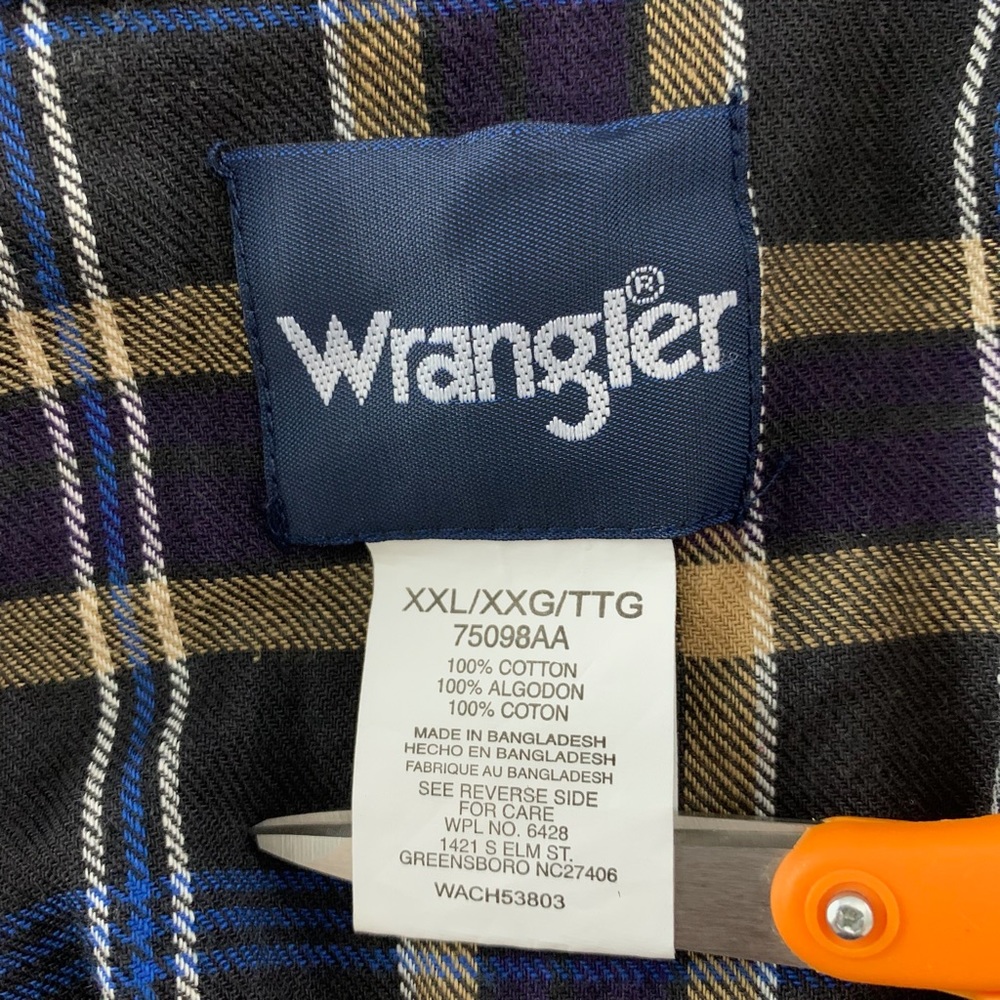 Y2K Wrangler Pearl Snap Oversized Menswear Western Boyfriend Flannel Uni… - Picture 6 of 12